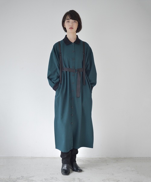 La SRIC(ラスリック)の「La SRIC / サスペンダーポロOP(ワンピース・レディース・キャメル/ダークグリーン・MEDIUM)」の2枚目の写真