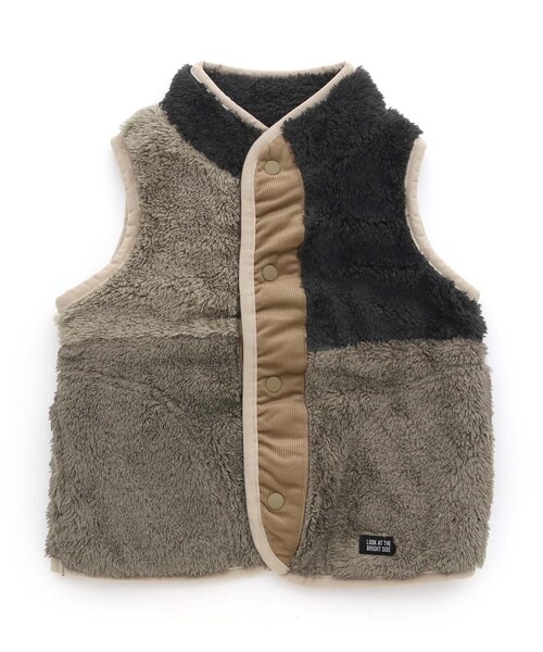 BREEZE（ブリーズ）の「WEB限定　ファーフリースベスト（ベスト・キッズ・レインボー/チャコール/アイボリー/ピンク/ブルー・150/120/130/100/90/140/110）」の2枚目の写真