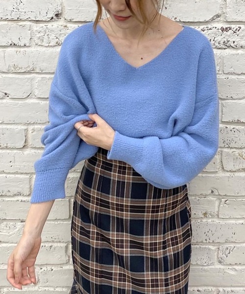 one after another NICE CLAUP(ワンアフターアナザーナイスクラップ)の「フルーツカラフルニット(ニット/セーター・レディース・ベージュ/レッド/オフホワイト/サックスブルー/イエロー/ブルー・FREE)」の4枚目の写真