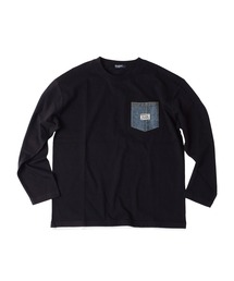 GLAZOS | 天竺・ドロップショルダーデニムポケットレイヤード長袖Ｔシャツ(Tシャツ/カットソー)
