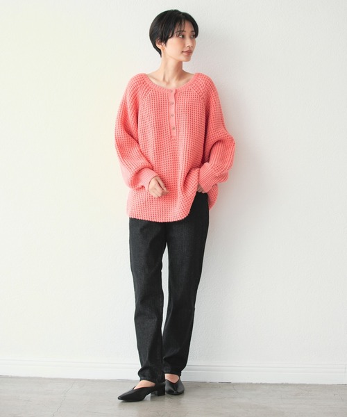 LEPSIM（レプシィム）の「5ゲージ前後着ニットプルオーバー　229722（ニット/セーター・レディース・ベージュ/ネイビー/サーモンピンク・FREE）」の11枚目の写真