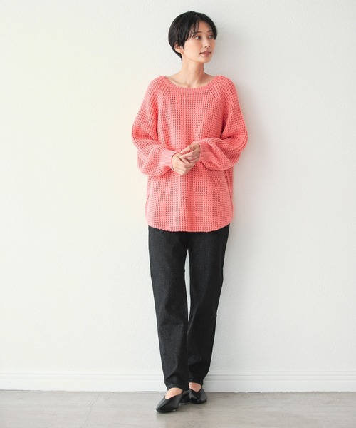 LEPSIM（レプシィム）の「5ゲージ前後着ニットプルオーバー　229722（ニット/セーター・レディース・ベージュ/ネイビー/サーモンピンク・FREE）」の8枚目の写真