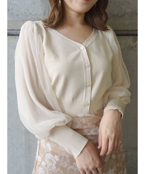 MERCURYDUO（マーキュリーデュオ）の「2WAYプリーツスリーブカーディガン（カーディガン/ボレロ・レディース・ブラウン/ブルー/アイボリー/ミント・FREE）」の2枚目の写真