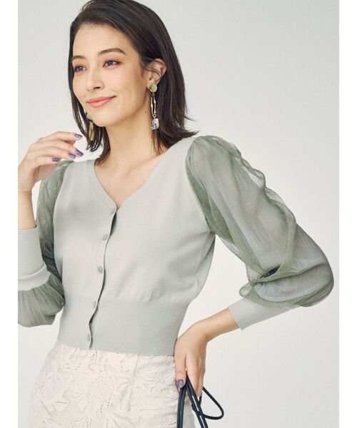 MERCURYDUO（マーキュリーデュオ）の「2WAYプリーツスリーブカーディガン（カーディガン/ボレロ・レディース・ブラウン/ブルー/アイボリー/ミント・FREE）」の4枚目の写真