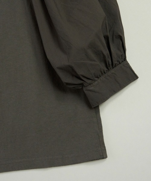 note et silence (ノートエシロンス)の「▲【 AMB100貨 】USAコットン ギャザースリーブプルオーバー(Tシャツ/カットソー・レディース・ホワイト/チャコールグレー/ブラック/ネイビー/ナチュラル・FREE)」の8枚目の写真