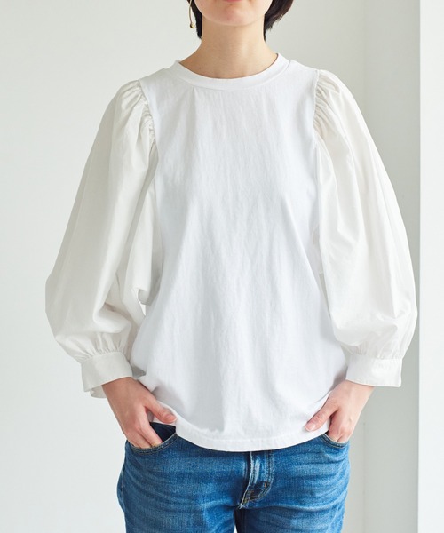 note et silence (ノートエシロンス)の「▲【 AMB100貨 】USAコットン ギャザースリーブプルオーバー(Tシャツ/カットソー・レディース・ホワイト/チャコールグレー/ブラック/ネイビー/ナチュラル・FREE)」の19枚目の写真