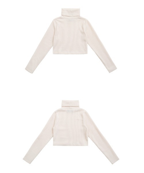 ACOVER(オコボ)の「A'GEM/9 × .kom『ACOVER/オコボ』CROPFIT TURTLE NECK LONG SLEEVE KNIT/クロップド丈 タートルネックニットセーター(ニット/セーター・レディース・アイボリー/チャコールグレー/ブラック/ネイビー・FREE)」の7枚目の写真