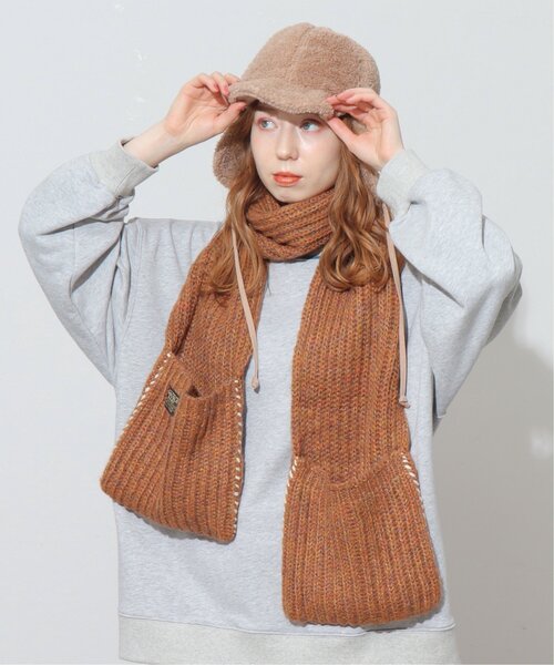 DOUBLE NAME（ダブルネーム）の「MIXニットチャンキーマフラー（マフラー・レディース・ネイビー/グレー/グリーン/キャメル・FREE）」の4枚目の写真