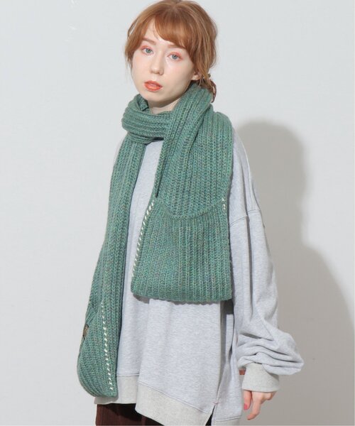 DOUBLE NAME（ダブルネーム）の「MIXニットチャンキーマフラー（マフラー・レディース・ネイビー/グレー/グリーン/キャメル・FREE）」の14枚目の写真