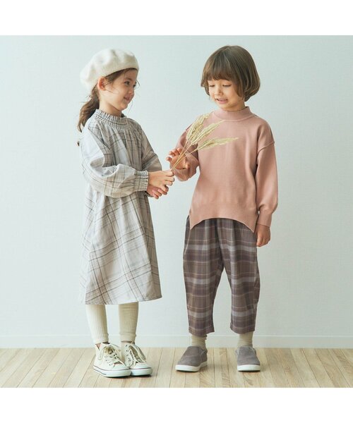 apres les cours（アプレレクール）の「イロドリチェックリンクパンツ 9分丈（その他パンツ・キッズ・ベージュ/ブラウン/チャコール/アイボリー・130/140/100/90/120/110/80）」の19枚目の写真