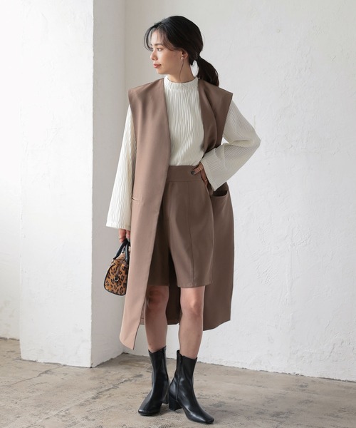 KOBE LETTUCE(コウベレタス)の「ハイウエストショートパンツ(その他パンツ・レディース・モカ/ブラック/グレイッシュベージュ・FREE)」の10枚目の写真