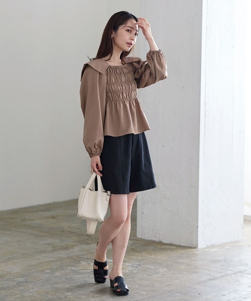 KOBE LETTUCE(コウベレタス)の「ハイウエストショートパンツ(その他パンツ・レディース・モカ/ブラック/グレイッシュベージュ・FREE)」の9枚目の写真