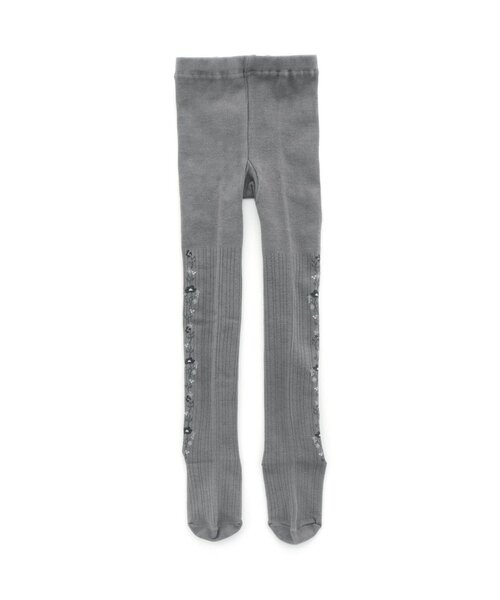 apres les cours(アプレレクール)の「サイドラインお花タイツ(タイツ/ストッキング・キッズ・ベージュ/アイボリー/グレー・140/110/120/100/90)」の1枚目の写真