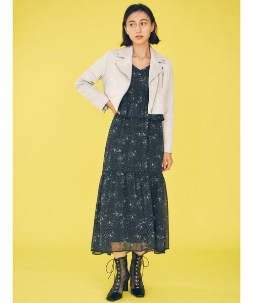 MERCURYDUO（マーキュリーデュオ）の「コンパクトフェイクスエードライダースジャケット（テーラードジャケット・レディース・アイボリー/ライトグレー・FREE）」の3枚目の写真