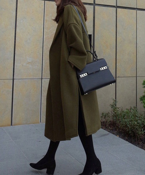 RUUX(ルーフ)の「ロング丈 チェスターコート(チェスターコート・レディース・ブラック/カーキ・MEDIUM/LARGE/X-LARGE/XX-LARGE/XXX-LARGE)」の1枚目の写真