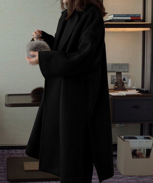 RUUX(ルーフ)の「ロング丈 チェスターコート(チェスターコート・レディース・ブラック/カーキ・MEDIUM/LARGE/X-LARGE/XX-LARGE/XXX-LARGE)」の2枚目の写真