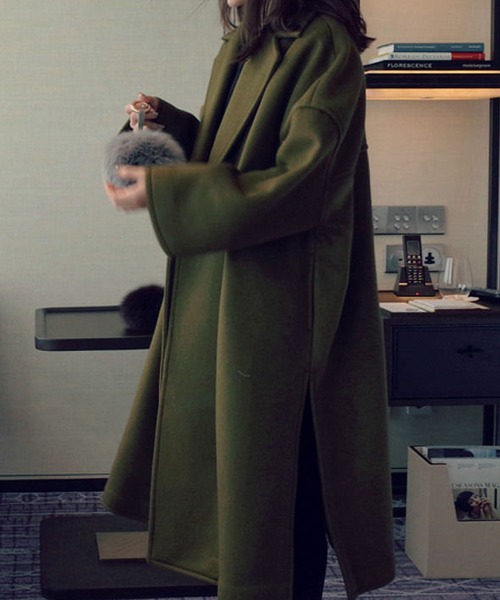 RUUX(ルーフ)の「ロング丈 チェスターコート(チェスターコート・レディース・ブラック/カーキ・MEDIUM/LARGE/X-LARGE/XX-LARGE/XXX-LARGE)」の6枚目の写真