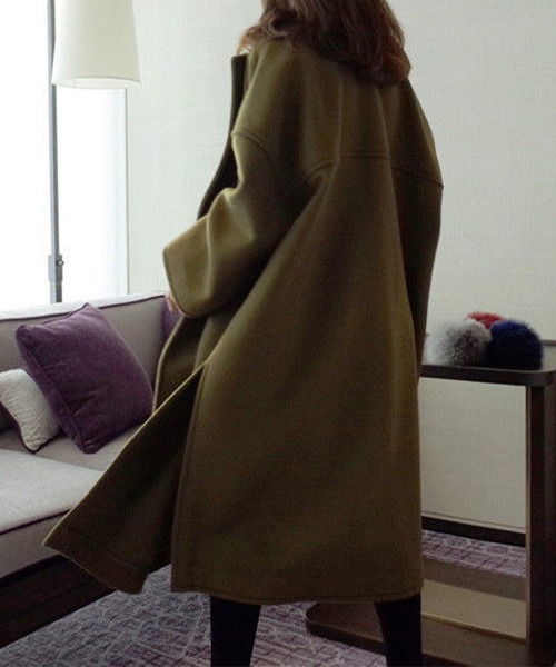 RUUX(ルーフ)の「ロング丈 チェスターコート(チェスターコート・レディース・ブラック/カーキ・MEDIUM/LARGE/X-LARGE/XX-LARGE/XXX-LARGE)」の7枚目の写真