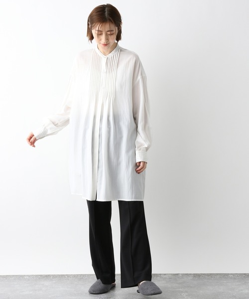 e/rm（イーアールエム）の「【e/rm】ピンタックチュニック　261812（シャツ/ブラウス・レディース・ブラック/オフホワイト・FREE）」の3枚目の写真