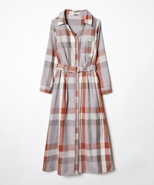 REDYAZEL(レディアゼル)の「レトロチェックワンピース(ワンピース・レディース・ベージュ/ネイビー/グリーン・SMALL/MEDIUM)」の4枚目の写真