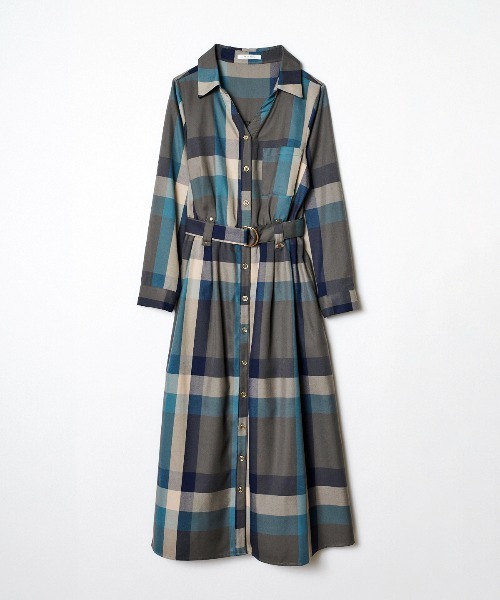 REDYAZEL(レディアゼル)の「レトロチェックワンピース(ワンピース・レディース・ベージュ/ネイビー/グリーン・SMALL/MEDIUM)」の12枚目の写真