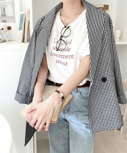 セール】大人のシャツジャケットstyle。サッカー素材テーラード