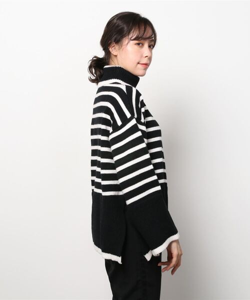 Figments（フィグメンツ）の「マリンボーダータートルニット（ニット/セーター・レディース・ホワイト/ブラック・FREE）」の13枚目の写真