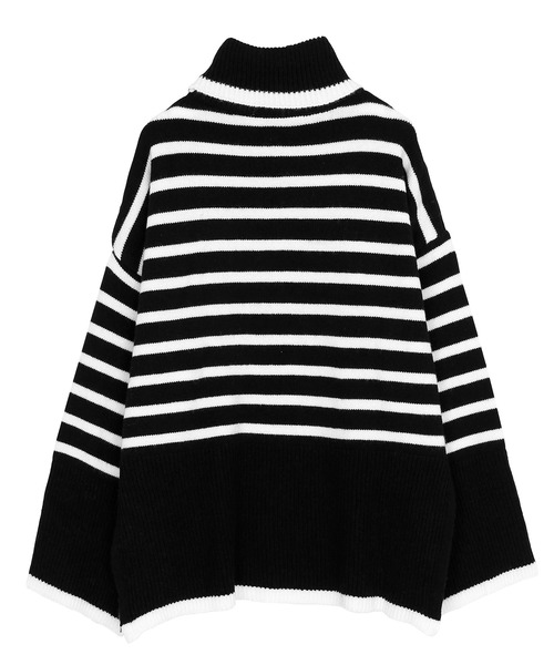 Figments（フィグメンツ）の「マリンボーダータートルニット（ニット/セーター・レディース・ホワイト/ブラック・FREE）」の3枚目の写真