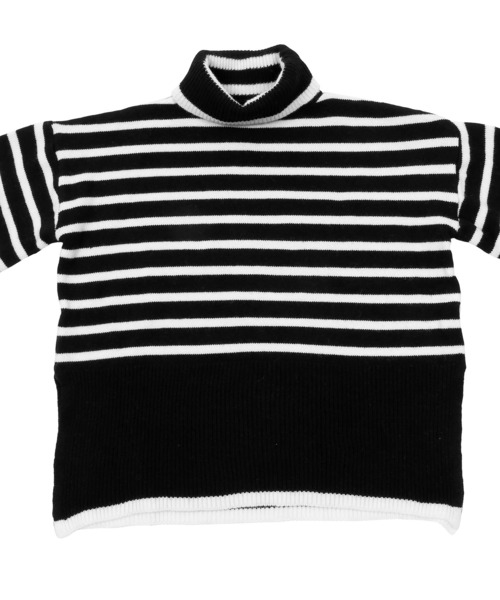 Figments（フィグメンツ）の「マリンボーダータートルニット（ニット/セーター・レディース・ホワイト/ブラック・FREE）」の7枚目の写真