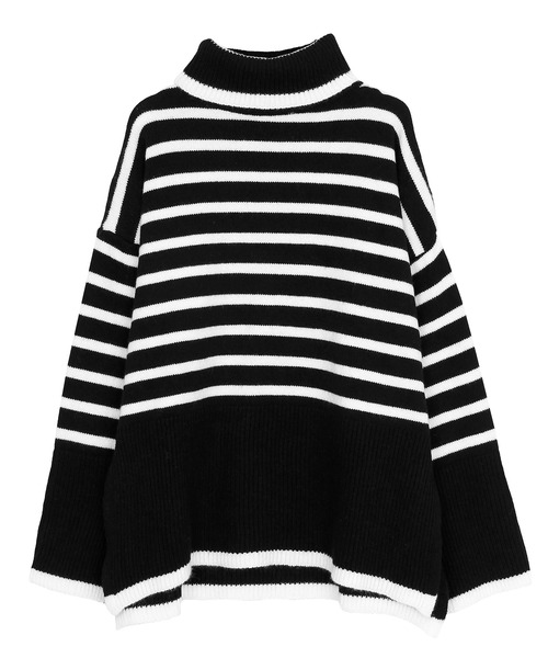 Figments（フィグメンツ）の「マリンボーダータートルニット（ニット/セーター・レディース・ホワイト/ブラック・FREE）」の12枚目の写真