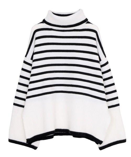 Figments（フィグメンツ）の「マリンボーダータートルニット（ニット/セーター・レディース・ホワイト/ブラック・FREE）」の15枚目の写真