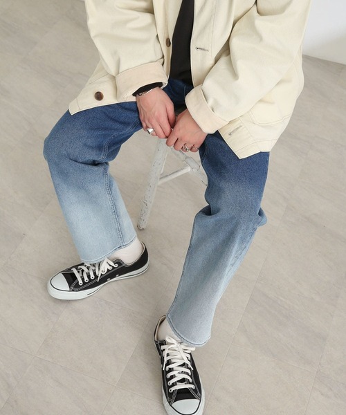 SENSE OF PLACE by URBAN RESEARCH(センスオブプレイスバイアーバンリサーチ)の「グラデーションデニムストレートパンツ(デニムパンツ・メンズ・ライトインディゴブルー/インディゴブルー・LARGE/MEDIUM)」の18枚目の写真