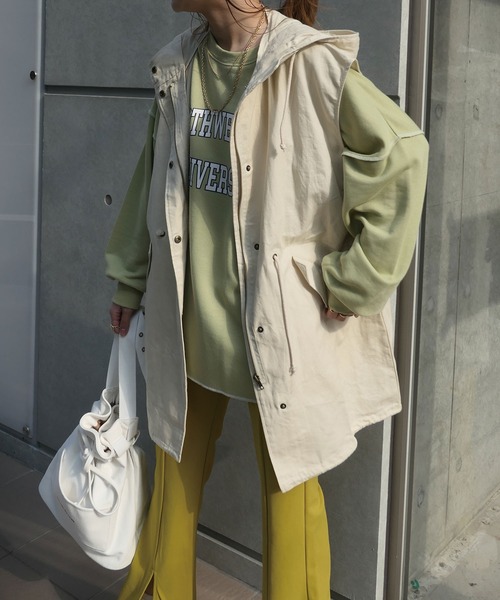 CORNERS（コーナーズ）の「コットンツイルミリタリーフードベスト（ミリタリージャケット・レディース・カーキ/ベージュ/ベージュ系その他・M）」の3枚目の写真