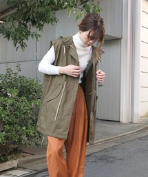 CORNERS | コットンツイルミリタリーフードベスト(ミリタリージャケット)