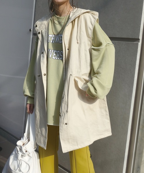 CORNERS（コーナーズ）の「コットンツイルミリタリーフードベスト（ミリタリージャケット・レディース・カーキ/ベージュ/ベージュ系その他・M）」の12枚目の写真