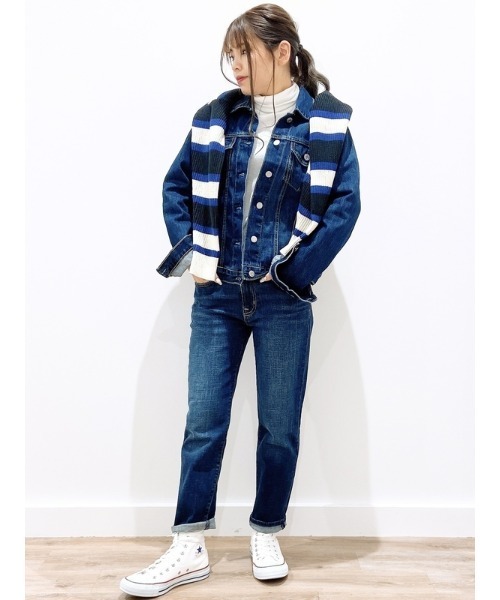GAP（ギャップ）の「ウォッシュウェル ミッドライズ ガールフレンドデニム（デニムパンツ・レディース・インディゴブルー・23/24/25/26/27/28/29/30）」の7枚目の写真