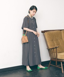 manana suerte | バンドカラーギャザーワンピース(ワンピース)