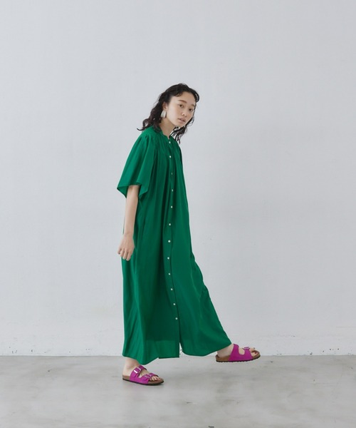 manana suerte（マニャーナスエルテ）の「バンドカラーギャザーワンピース（ワンピース・レディース・ブラック/グレー/グリーン・FREE）」の11枚目の写真