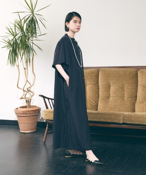 manana suerte（マニャーナスエルテ）の「バンドカラーギャザーワンピース（ワンピース・レディース・ブラック/グレー/グリーン・FREE）」の14枚目の写真