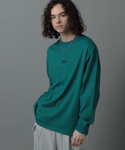 HARE(ハレ)の「HAREロゴカットソー(HARE)(Tシャツ/カットソー・メンズ・オフホワイト/ブラック/グリーン・SMALL/MEDIUM)」の1枚目の写真