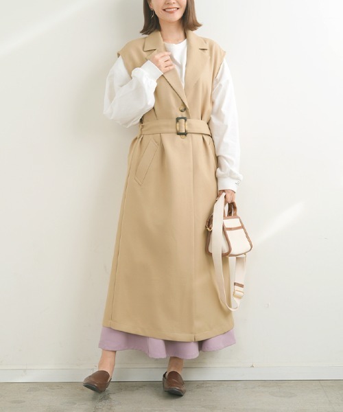 Futier land(フューティアランド)の「ロングトレンチジレ(トレンチコート・レディース・ブラック/ベージュ/アイボリー・MEDIUM)」の11枚目の写真