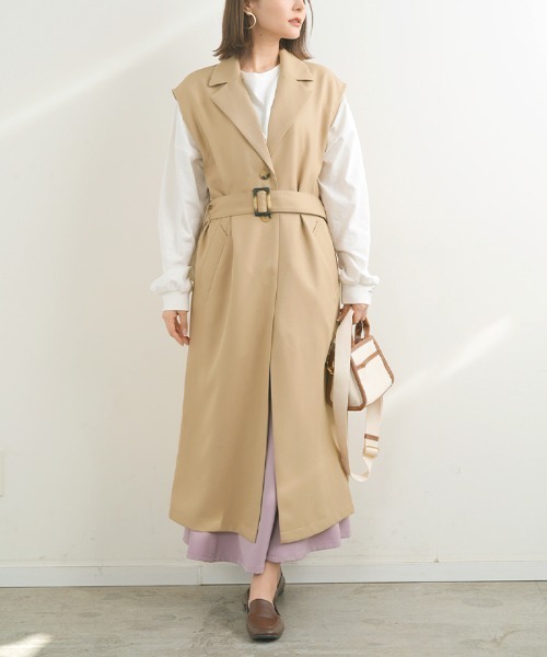 Futier land(フューティアランド)の「ロングトレンチジレ(トレンチコート・レディース・ブラック/ベージュ/アイボリー・MEDIUM)」の16枚目の写真