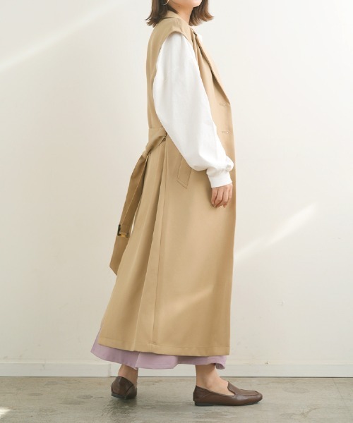 Futier land(フューティアランド)の「ロングトレンチジレ(トレンチコート・レディース・ブラック/ベージュ/アイボリー・MEDIUM)」の21枚目の写真