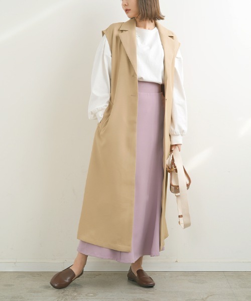 Futier land(フューティアランド)の「ロングトレンチジレ(トレンチコート・レディース・ブラック/ベージュ/アイボリー・MEDIUM)」の12枚目の写真