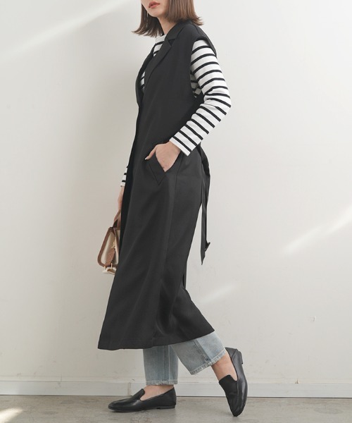 Futier land(フューティアランド)の「ロングトレンチジレ(トレンチコート・レディース・ブラック/ベージュ/アイボリー・MEDIUM)」の15枚目の写真