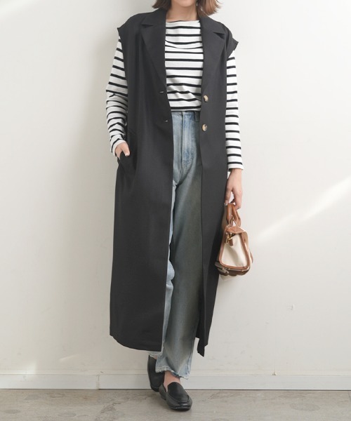 Futier land(フューティアランド)の「ロングトレンチジレ(トレンチコート・レディース・ブラック/ベージュ/アイボリー・MEDIUM)」の6枚目の写真