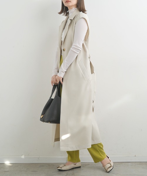 Futier land(フューティアランド)の「ロングトレンチジレ(トレンチコート・レディース・ブラック/ベージュ/アイボリー・MEDIUM)」の19枚目の写真