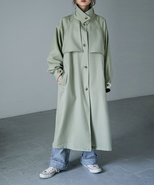 Fashion Letter（ファッションレター）の「ボリュームスリーブスタンドカラートレンチコート（トレンチコート・レディース・ブラック/ベージュ/ライトカーキ/アイボリー・M）」の4枚目の写真