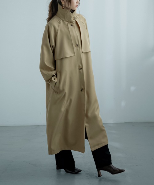 Fashion Letter（ファッションレター）の「ボリュームスリーブスタンドカラートレンチコート（トレンチコート・レディース・ブラック/ベージュ/ライトカーキ/アイボリー・M）」の7枚目の写真