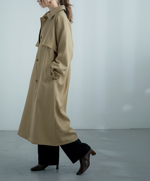 Fashion Letter（ファッションレター）の「ボリュームスリーブスタンドカラートレンチコート（トレンチコート・レディース・ブラック/ベージュ/ライトカーキ/アイボリー・M）」の22枚目の写真